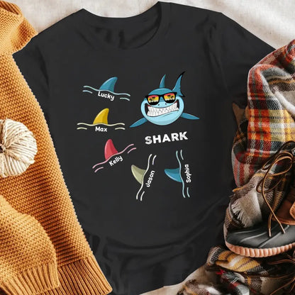 Personalized Dad Grandpa Shark Retro T-Shirt