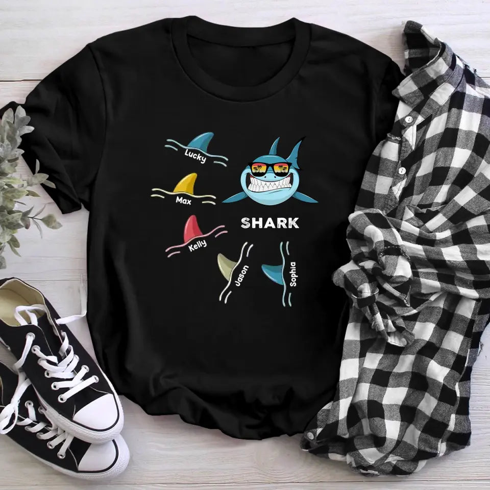 Personalized Dad Grandpa Shark Retro T-Shirt