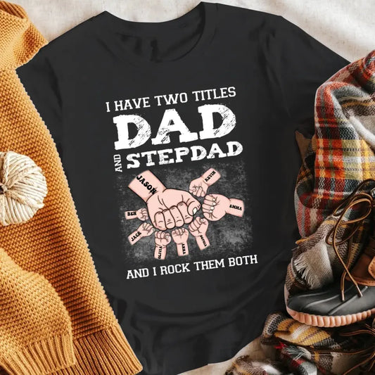 Personalized Step Dad Hand Fist Bump T-Shirt