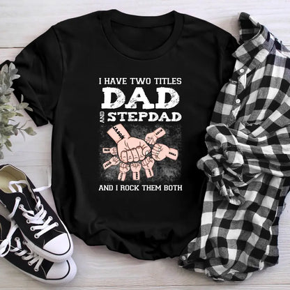 Personalized Step Dad Hand Fist Bump T-Shirt