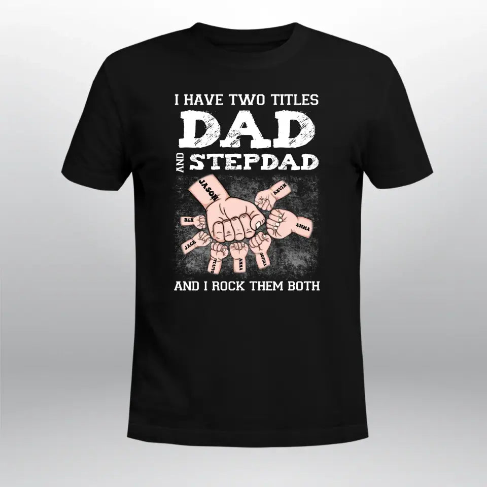 Personalized Step Dad Hand Fist Bump T-Shirt