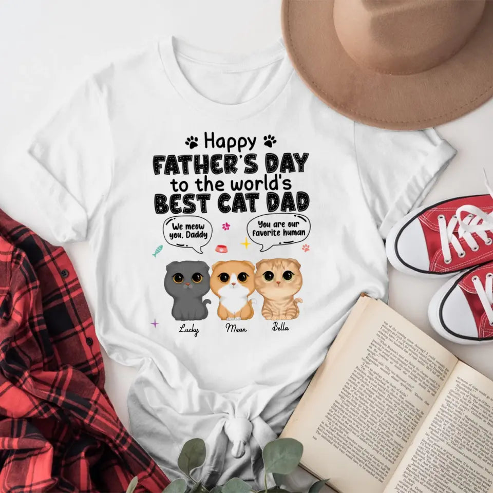 Personalized Happy Father's Day Best Cat Dad T-Shirt