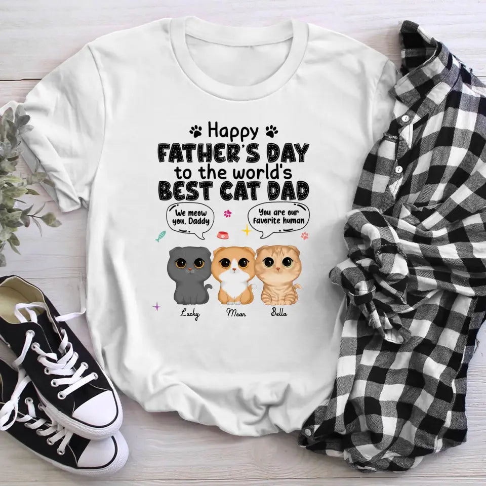 Personalized Happy Father's Day Best Cat Dad T-Shirt