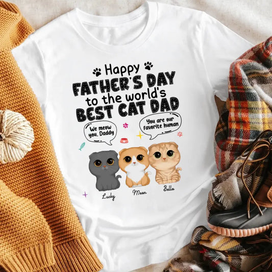 Personalized Happy Father's Day Best Cat Dad T-Shirt