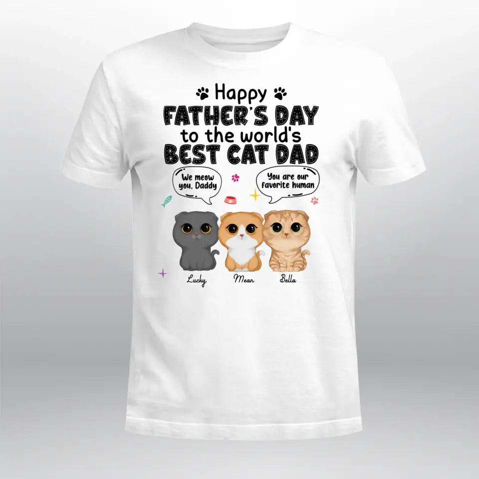 Personalized Happy Father's Day Best Cat Dad T-Shirt