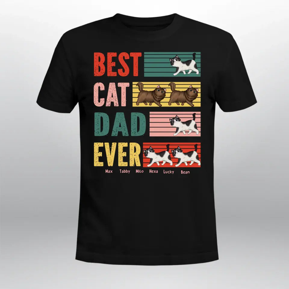 Personalized Retro Best Cat Dad Ever Walking T-Shirt