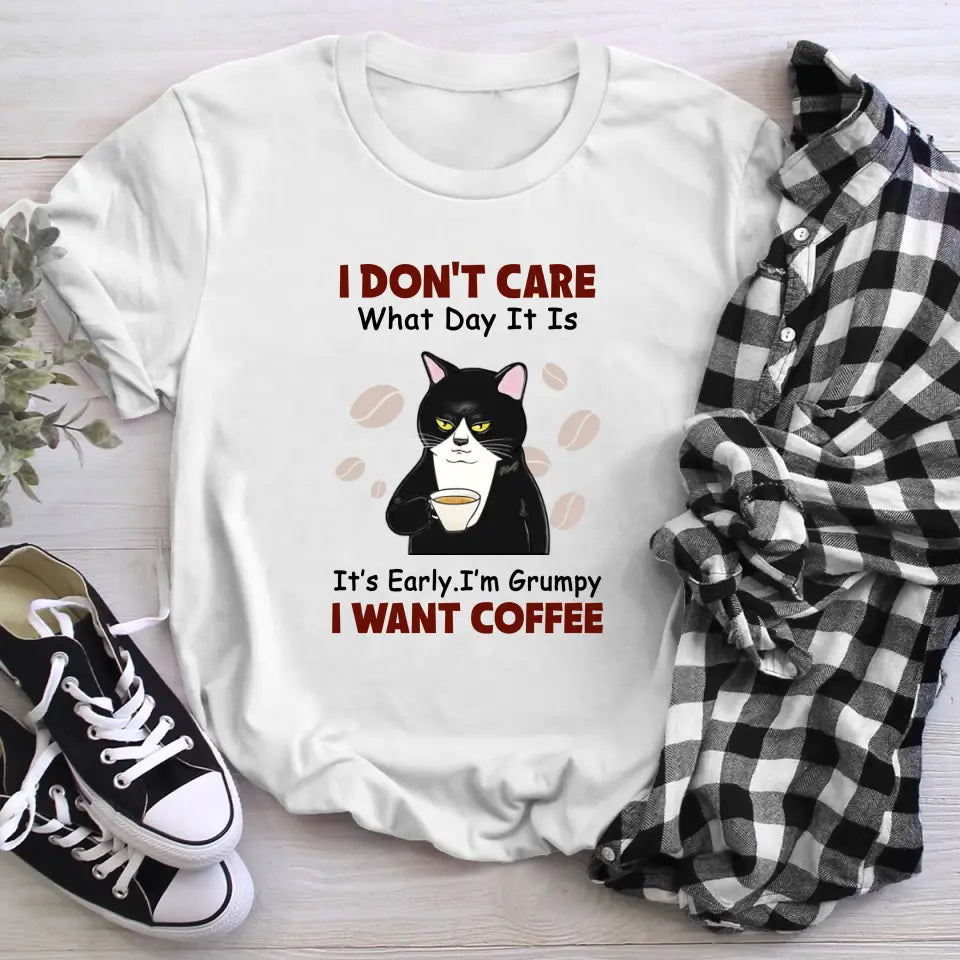 Personalized Cat Coffee Lover Funny T-Shirt