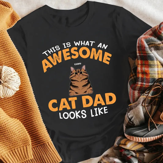 Personalized Awesome Cat Dad T-Shirt