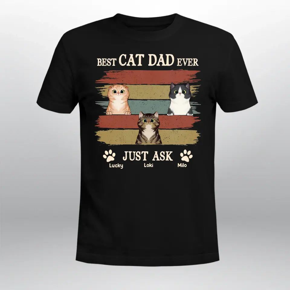 Personalized Best Cat Dad Ever Just Ask T-Shirt