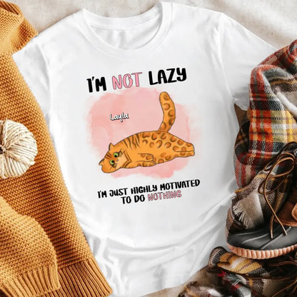 Personalized I'm Not Lazy I'm Energy Efficient Cat T-Shirt