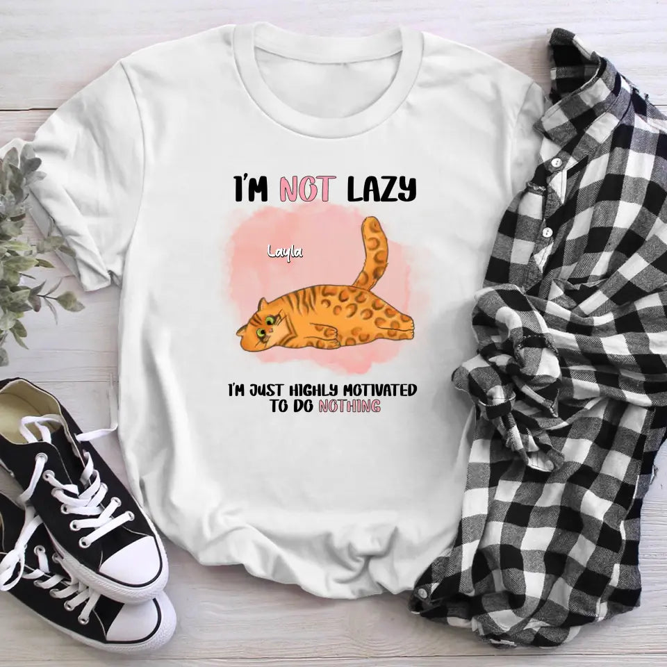 Personalized I'm Not Lazy I'm Energy Efficient Cat T-Shirt