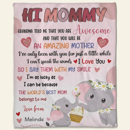 Personalized Hi Mommy Letter Mother Fleece Blanket