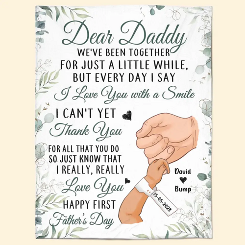 Personalized Happy First Father's Day Fleece Blanket