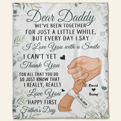 Personalized Happy First Father's Day Fleece Blanket