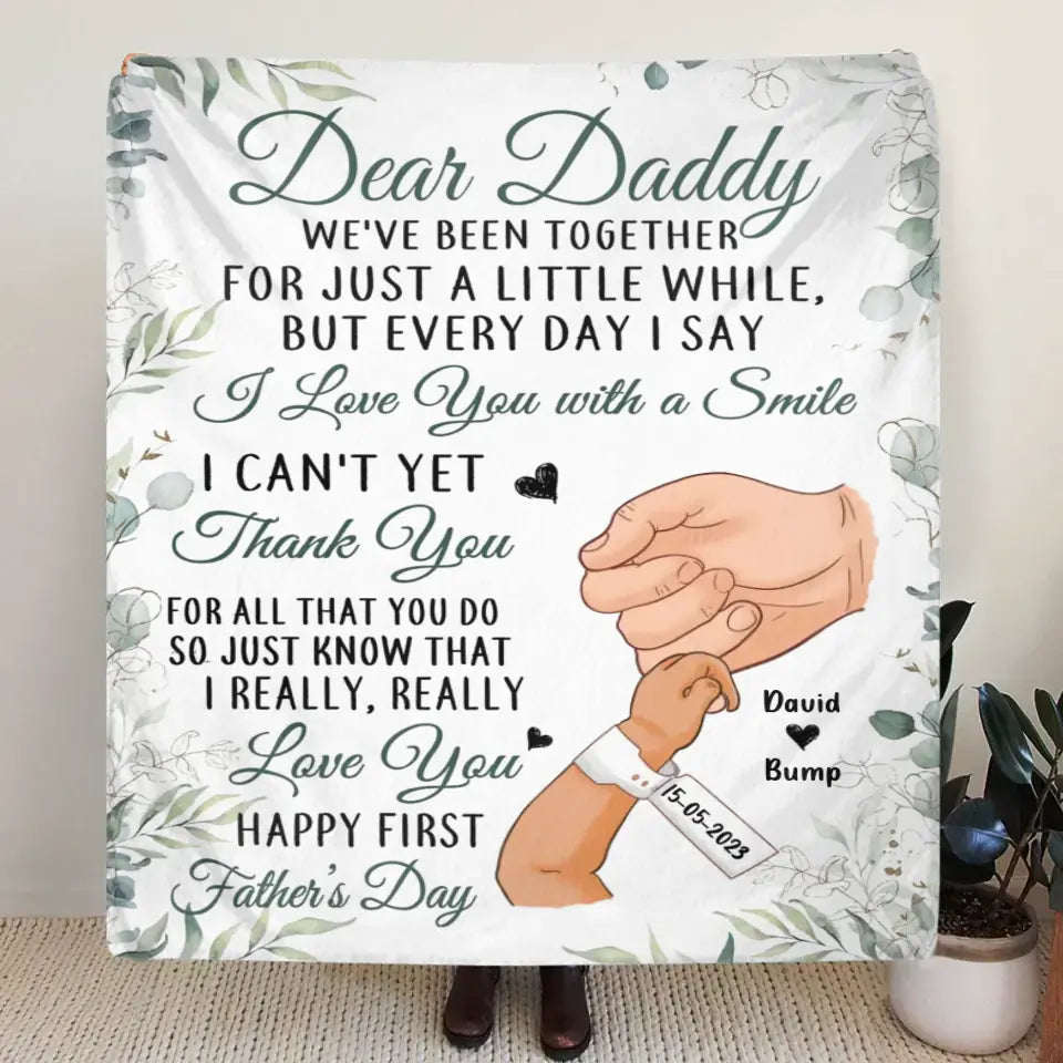 Personalized Happy First Father's Day Fleece Blanket