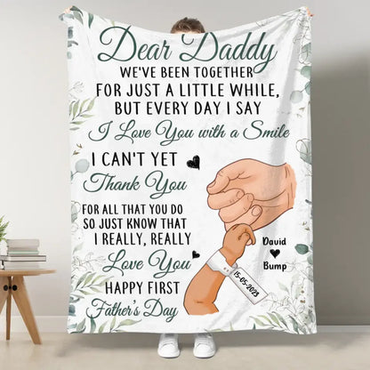 Personalized Happy First Father's Day Fleece Blanket