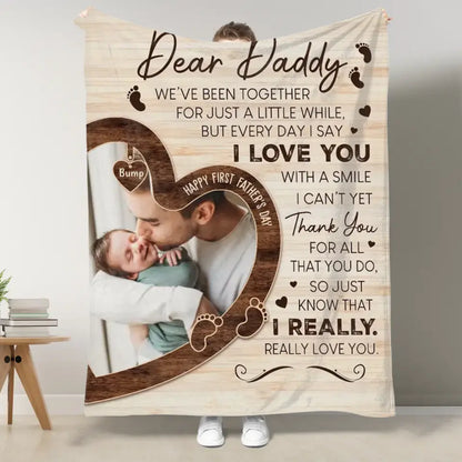 Personalized Dad Happy First Father's Day Fleece Blanket