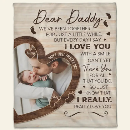 Personalized Dad Happy First Father's Day Fleece Blanket