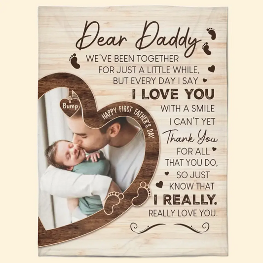 Personalized Dad Happy First Father's Day Fleece Blanket